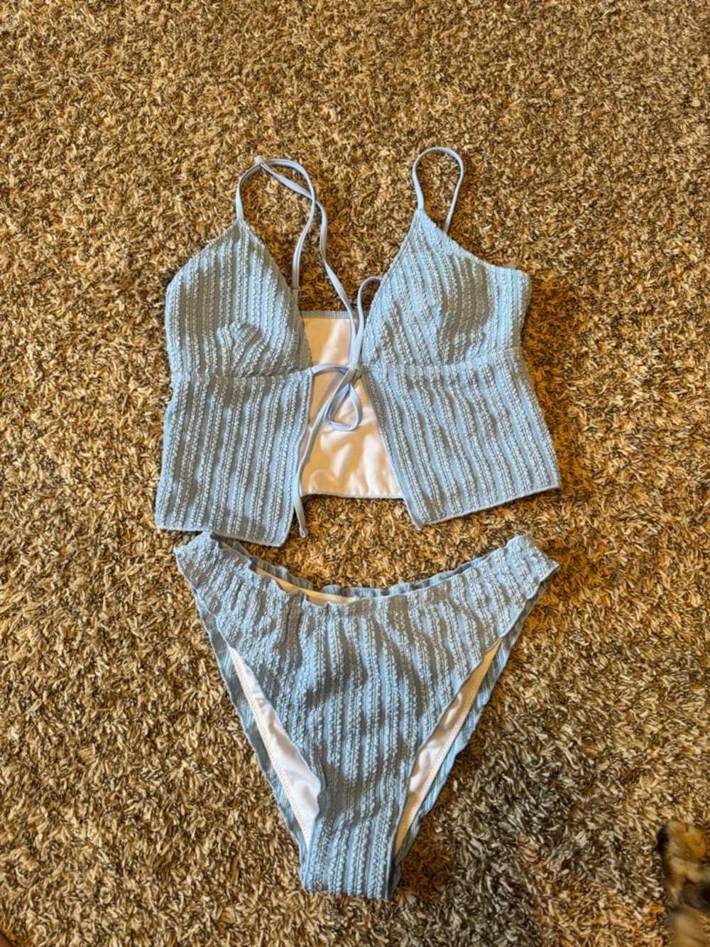 Light Blue Ribbed Two-Piece Tankini Set